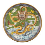 A large Cloisonné dragon dish - photo 1