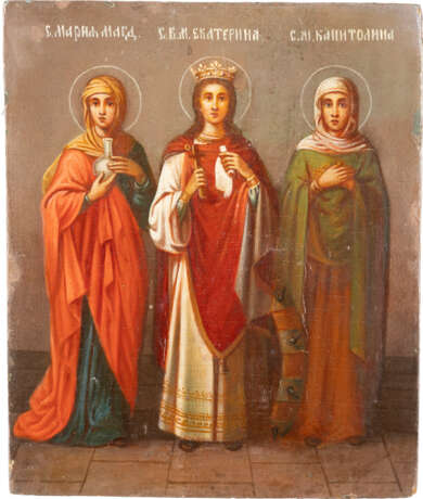 IKONE MIT DEN HEILIGEN MARIA MAGDALENA, KATHARINA UND KAPITOLINA - фото 1