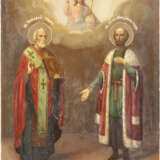 GROSSFORMATIGE IKONE MIT DEN HEILIGEN NIKOLAUS VON MYRA UND MICHAEL VON TWER (ALEXANDER NEWSKI) - Foto 1