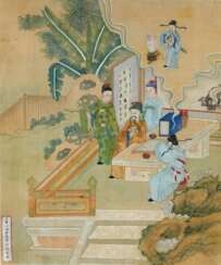 Zwei Malereien mit Szenen aus dem Roman 'Xiyou Quanzhen'