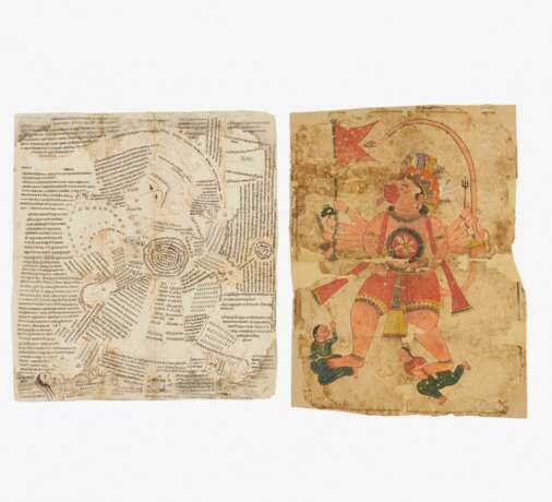 Zwei tantrische Zeichnungen mit Panchamukha Hanuman - Foto 1
