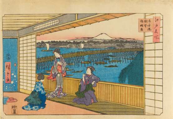7 Holzschnitte mit berühmten Ansichten von Edo - photo 2