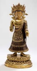 Partiellement dorés Bronze du Bouddha Dipankara