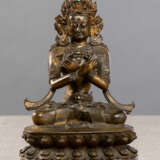 Bronze des Vajradhara auf einem Lotos mit Aufschrift - photo 1
