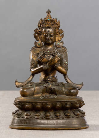 Bronze des Vajradhara auf einem Lotos mit Aufschrift - Foto 1