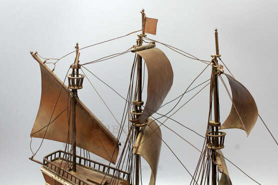 «Старинная модель парусного корабля латунь дерево» - фото 4