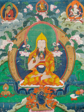 Thangka des Padmasambhava in Seidenbrokat-Montierung - photo 1