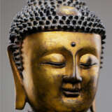 Partiell feuervergoldete Bronze des Buddha Shakyamuni im Meditationssitz - Foto 3