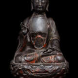 Bronze des Buddha Shakyamuni mit Resten von Lackauflage - photo 1