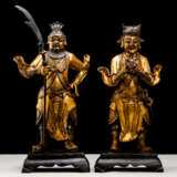 Paar feuervergoldete Wächterfiguren aus Bronze - photo 1
