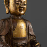 Partiell feuervergoldete Bronze des Buddha Shakyamuni - photo 3