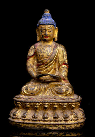 Bronze des Buddha Shakyamuni mit Lackvergoldung - Foto 1