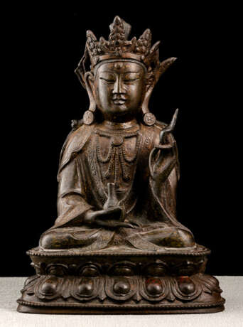 Bronze des Guanyin auf einem Lotos - photo 1