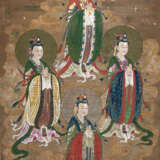 Paar feine buddhistische Malereien auf Seide - photo 4