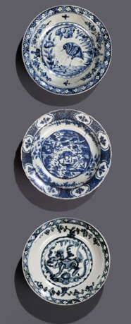 Drei unterglasurblaue Swatow-Schalen aus Porzellan - photo 1