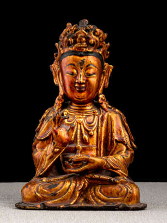 Bronze des Guanyin mit Lackvergoldung - Foto 1