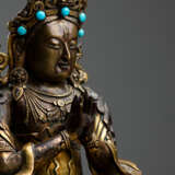 Feine feuervergoldete Bronze des Guanyin auf einem Lotos - фото 2
