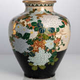 Große Satsuma-Vase mit Dekor von blühenden Hortensien und Chrysanthemen - Foto 1