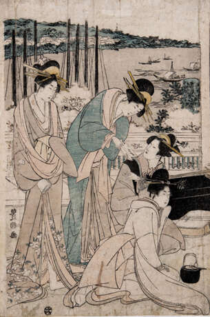 Sechs kolorierte Farbholzschnitte, unter anderem Utagawa Toyokuni I und II - Foto 2