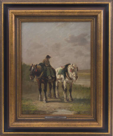 MARTINEZ DE LA VEGA. Pferde bei der Rast, 1890, Öl auf Leinwand - photo 1