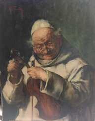 MAX THEDY, "Franziskaner Mönch mit Violine", Öl auf Pappe, signiert und datiert