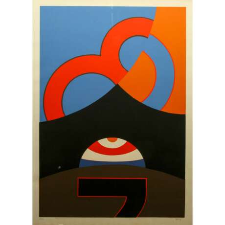 GENKINGER, FRITZ (geb. 1934), "Abstrakte Komposition mit Nummern und Ball", - photo 1