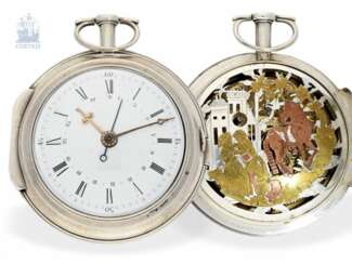 Pocket watch: great, unique Spindeluhr with date and hidden figures, the scene, probably Geneva in 1780