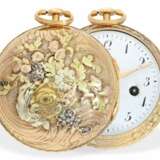 Taschenuhr: seltene 4-Farben-Prunk-Taschenuhr mit Massey-Hemmung, bedeutender schwedischer Uhrmacher, Augustin Bourdillon Stockholm (1729-1799) - photo 1