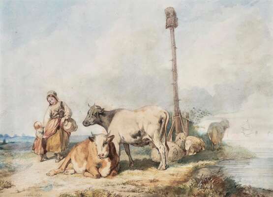 Voltz, Johann Friedrich. Bäuerin mit Kind und Vieh - Foto 1
