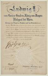 Ludwig II., König von Bayern. Zwei Ernennungsurkunden mit eigenhändiger Unterschrift 