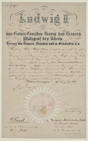 Ludwig II., König von Bayern. Zwei Ernennungsurkunden mit eigenhändiger Unterschrift - photo 2