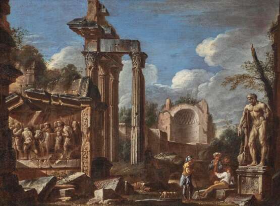 Ghisolfi, Giovanni, zugeschrieben. Römische Ruinenlandschaft Im Hintergrund die Apsis der Maxentiusbasilika - Foto 1