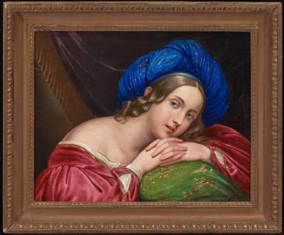 Frankreich, um 1830. Bildnis einer jungen Dame mit blauem Turban (die Sängerin Henriette Sontag?) - photo 2
