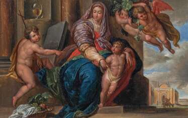 Unbekannt, 19. Jahrhundert. Maria mit dem Kind und dem Johannesknaben