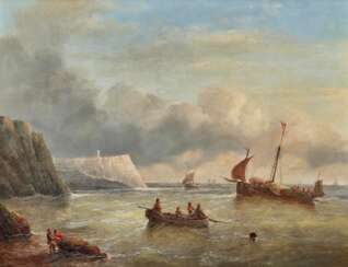 Kannemans, Christiaan Cornelis. Fischer- und Segelboote vor der Kanalküste