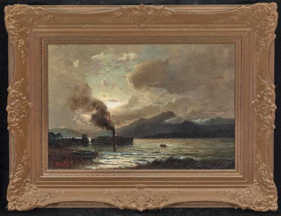 Gude, Hans Fredrick, zugeschrieben. Nächtliche Fjordlandschaft mit Dampfschiff - фото 2
