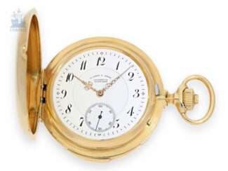 Taschenuhr: besonders schwere und hochfeine A. Lange & Söhne Goldsavonnette mit Minutenrepetition in bester Qualität 1A, Glashütte 1899