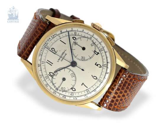 Armbanduhr: früher, großer Goldchronograph, Universal, Genève "Compur" mit Telemeterskala, Ref.12512, ca.1948 - photo 1