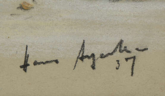 UNBEKANNTER KÜNSTLER, HAMBURG, Pastellkreide auf Papier, hinter Glas gerahmt, signiert und datiert - photo 3