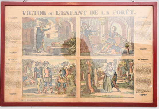 "L´ENFANT DE LA FORET", kolorierte Lithographie, hinter Glas gerahmt, um 1900 - Foto 1