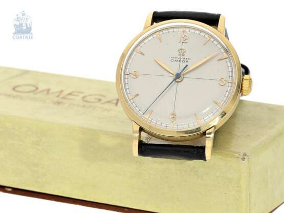 Armbanduhr: hochfeines Omega Chronometer 30T2SCRg von 1946 mit seltenem Zifferblatt, sog. "scientific-sector-dial" , Originalbox - photo 1