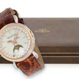 Armbanduhr: ausgesprochen schöne und extrem rare Jaeger Le Coultre Kalenderuhr mit Mondphase Rotgold/Edelstahl, ca. 1945, mit Originalbox - Foto 1