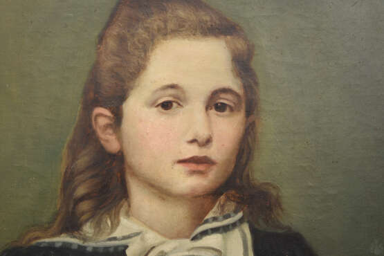 UNBEKANNTER KÜNSTLER, Portrait eines Mädchens, Öl/Leinwand, 19. Jahrhundert - photo 2