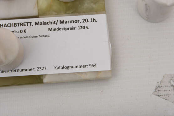 SCHACHBRETT, Malachit/ Marmor, 20. Jahrhundert - Foto 6