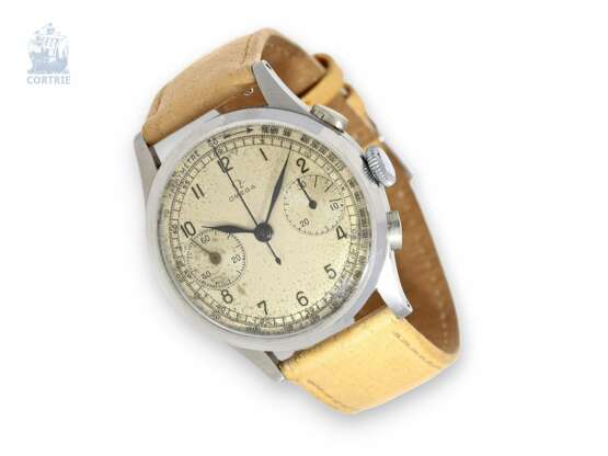 Armbanduhr: sehr seltener und gesuchter, großer Omega Stahl-Chronograph Ref.987 aus dem Jahr 1945 - Foto 1