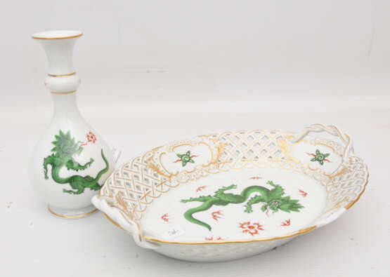 MEISSEN KONV., Vase und Schale grüner Hofdrache. Deutschland, 1989/1990. - photo 1