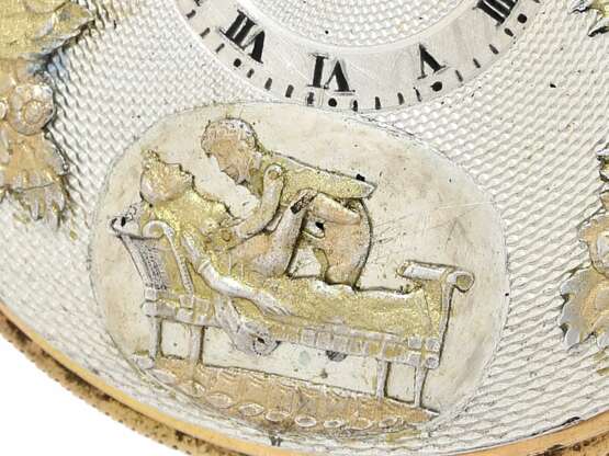 Taschenuhr: komplizierte, französische Taschenuhr mit Repetition, Figurenautomat Jacquemart und zusätzlichem erotischen Figurenautomat, Paris um 1820 - photo 1