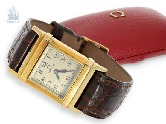 Armbanduhr: Omega Rarität, extrem seltene Art déco Omega "Marine" in Gold, gefertigt für den englischen Markt, um 1934 - Foto 1