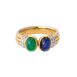 LAUDIER Ring mit 2 ovalen Cabochons, - photo 1