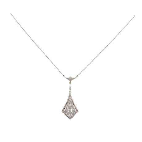 Zartes Collier aus dem Art Déco mit 1 Altschliffdiamant, - photo 1